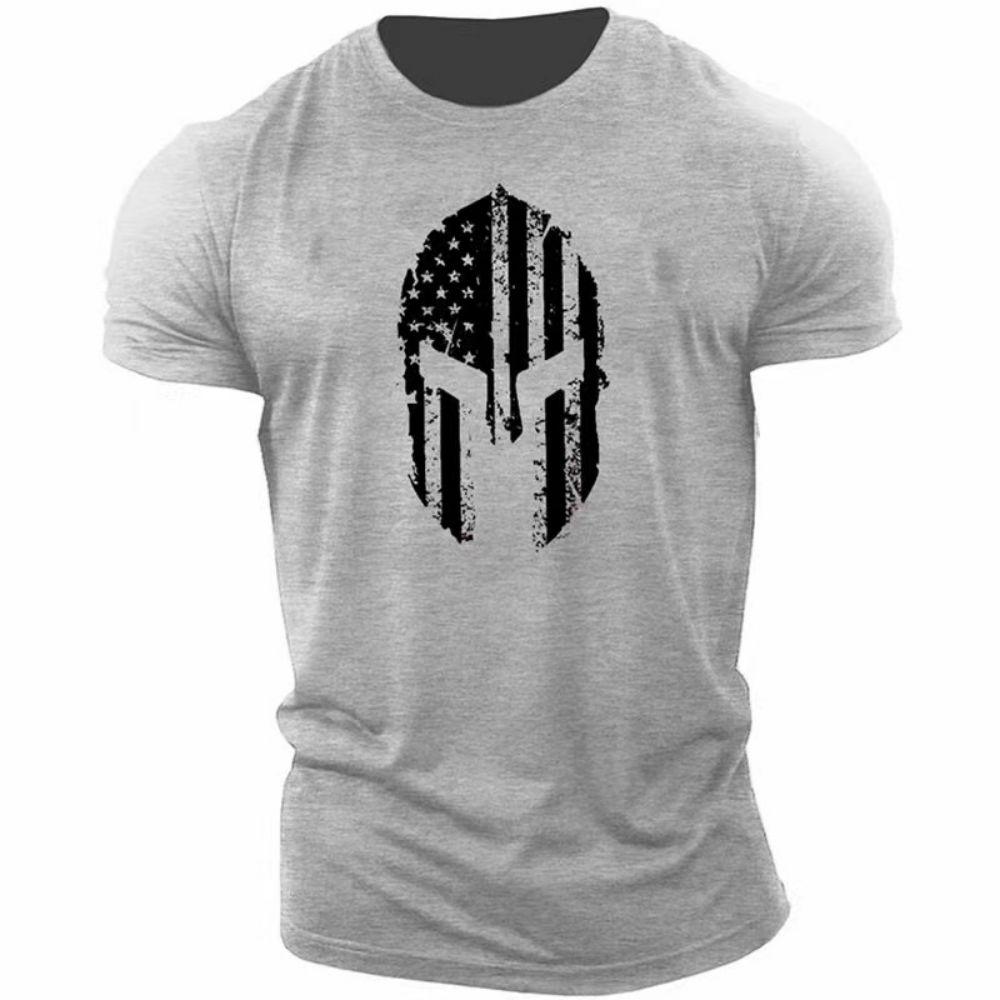 

Spartans Men s Retro Pattern 3D Printed T-shirt Fashionable Street Trend Round Neck Top Simple Casual Daily Versatile Short Sleeved Clothing M