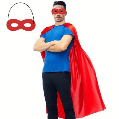 2Pcs/Set Long Cape Adult Superhero Cape with Eye Mask Halloween Cloak Costume Set  Halloween Costume