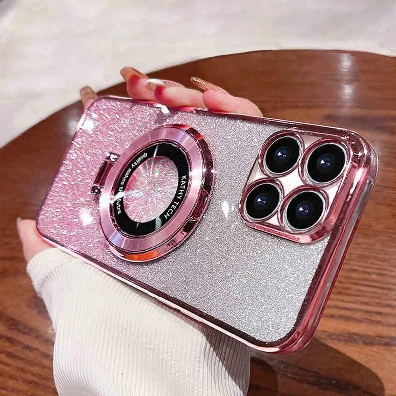 

Honorx8 блестящий держатель для силиконового чехла для Huawei Honor X8 X6 X8a 4g 5g X8b X6a X6s X7a X9a X9b подставка чехол Magic 5 6 Lite For Magic 5 Lite розовый