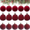 Red Flocked Pumpkin-Shaped Christmas Hanging Ornament Ball