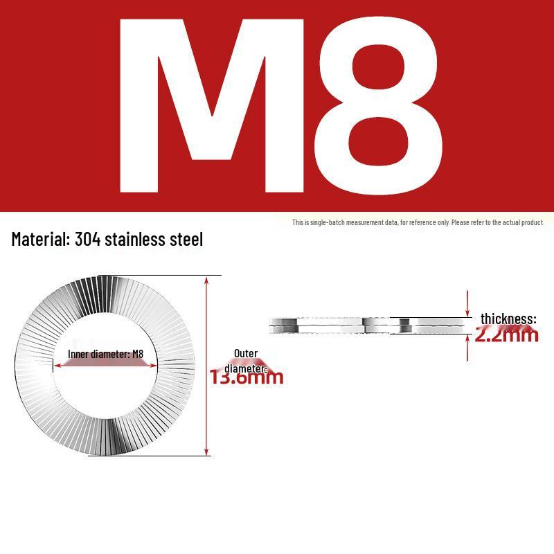 DIN25201 304 Stainless Steel Self-Locking Double Stack Washer, 65Mn Manganese Anti-Loosening, Double-Sided Tooth Layer.