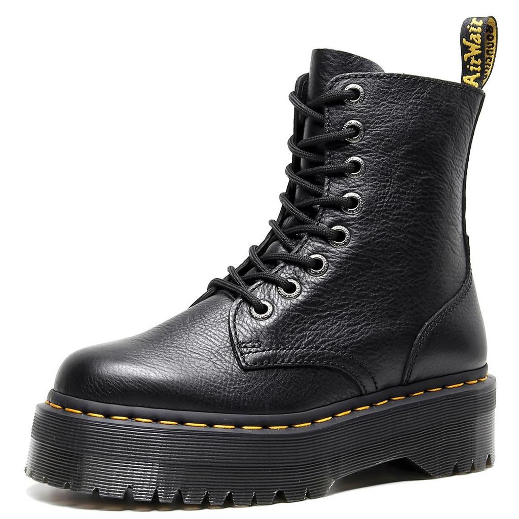 Bocanci Martin cu talpă groasă, fermoar lateral pentru femei, model lychee, botine, piele naturală, mărimi mari, bocanci înalți din piele