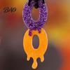Festival Jewelry Accessories 1 Pair Glitter Halloween BOO Earrings, Sparkly Acrylic Black Purple Orange Fun Festive Party Boo Dangle Drop Earrings for