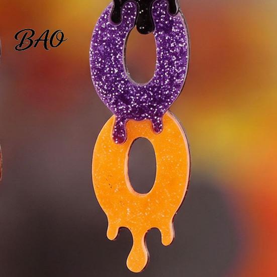 Festival Jewelry Accessories 1 Pair Glitter Halloween BOO Earrings, Sparkly Acrylic Black Purple Orange Fun Festive Party Boo Dangle Drop Earrings for