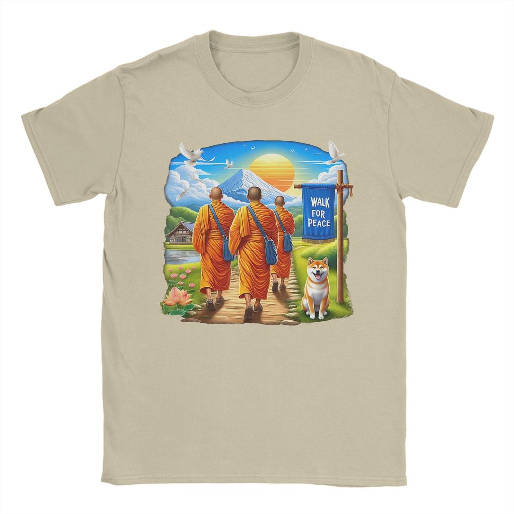 Zen Art Walk for Aloka Peace Walking Monks T Shirt Summer Cotton T Shirts Unisex Hip Hop Tee Shirt Short Sleeves Awesome Top Tees