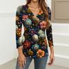 Women's Fashion Casual Print Button-down Shirt 3/4  Sleeve Tops
