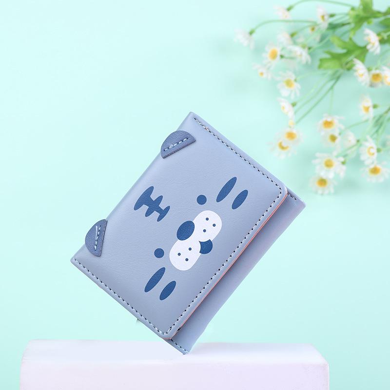 Women Short Thin Version Cute Tiger and Pig Ladies Small Wallet Student Three-fold Wallet Female Fashion Short Coin Purse