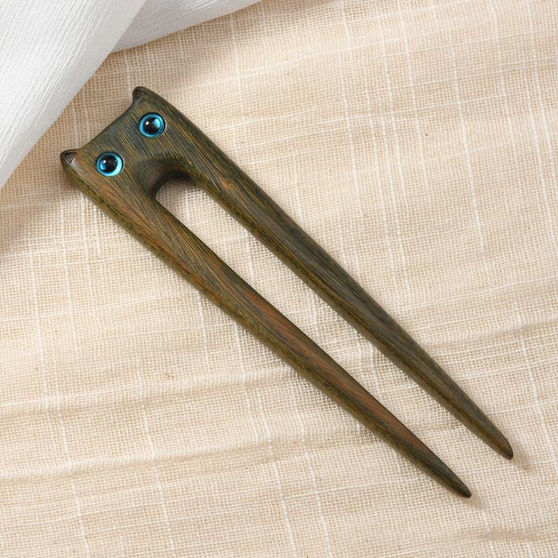 Delicate Cats Hairpin Cats Hair Jewelry Fashionable Hair Barrette Hair Adornments Wood Texture for Party Daily Wear
