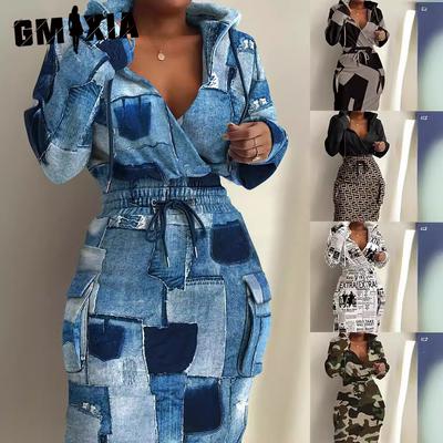 Women's Fashion Autumn Winter  Long Sleeve V-Neck Casual Dresses
