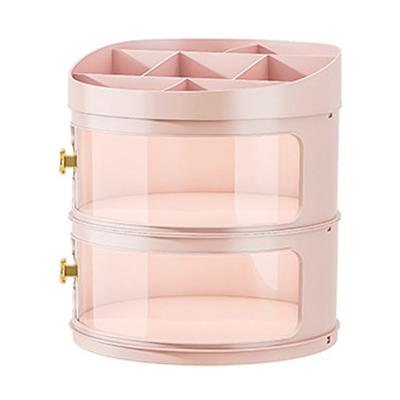 Makeup Perfume Organizer Transparent Dustproof Cosmetic Display Case Round Desktop Makeup Box with Lid Large Capacity