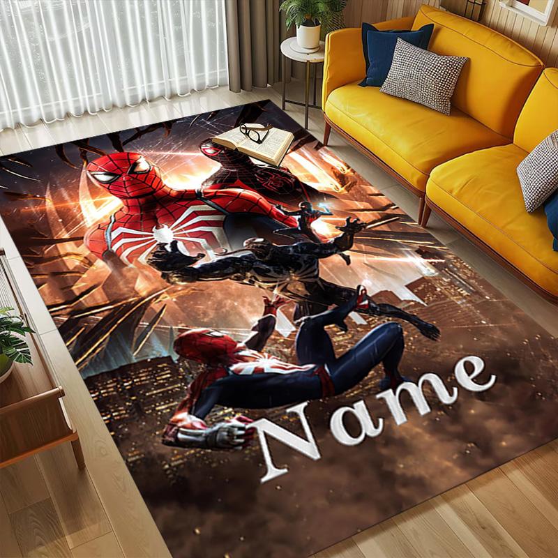 Personalized Name S-Spider M-Man Flight Living Room Non-Slip Area Rug Soft Carpet for Bedroom Kids Playroom Sofa Office Home Decor Doormat
