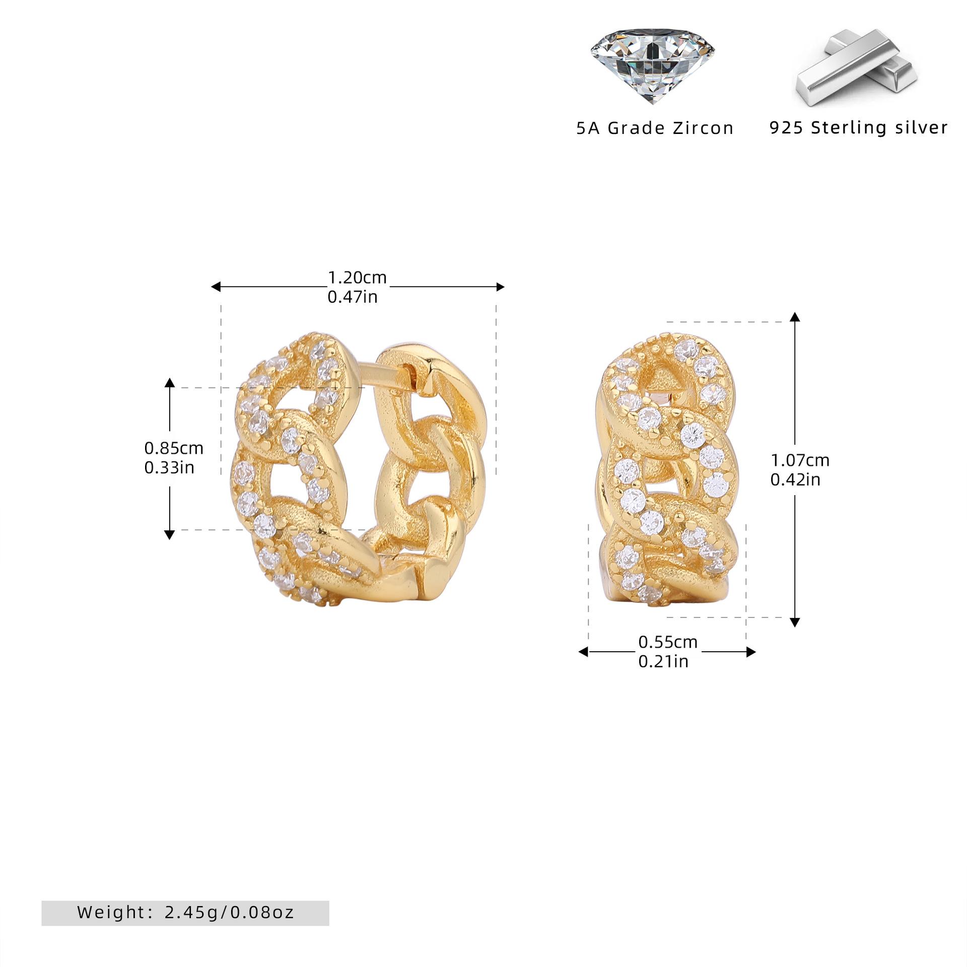 

Trendy Style Zircon Fashion Personality Interlocking Earrings Simple Versatile Ear Buckle 925 Silver