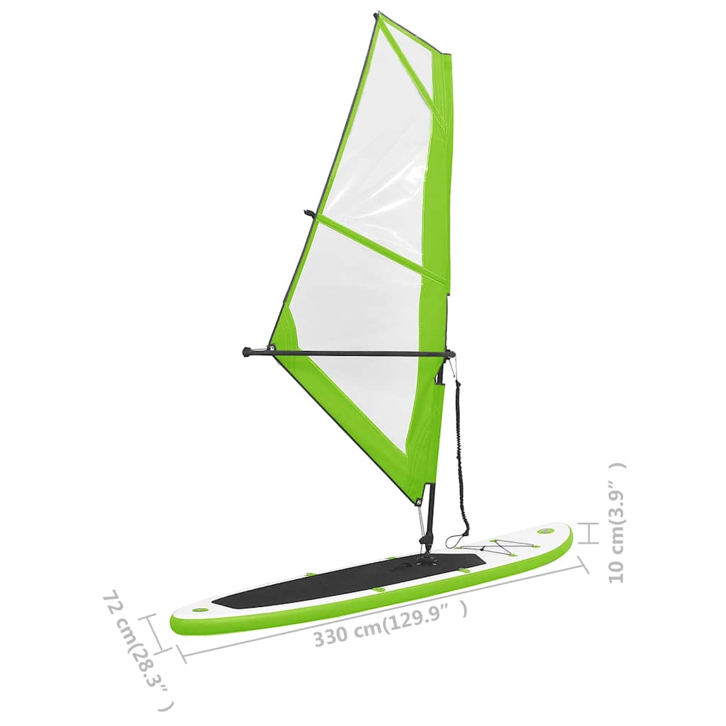 Inflatable SUP Board with Sail Set Green and White