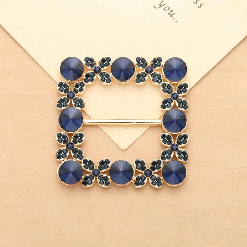 1 X Square Rhinestone Crystal Buckle Fit With Wedding Ribbon