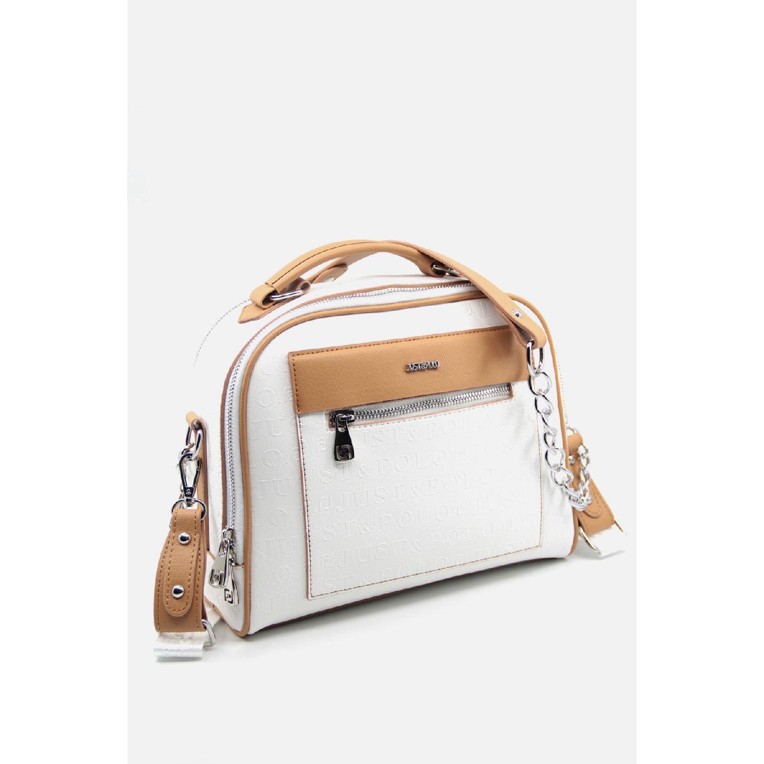 

Белая новогодняя сумка через плечо и через плечо среднего размера с 4 отделениями, 24x29см Pbu4025 чёрный