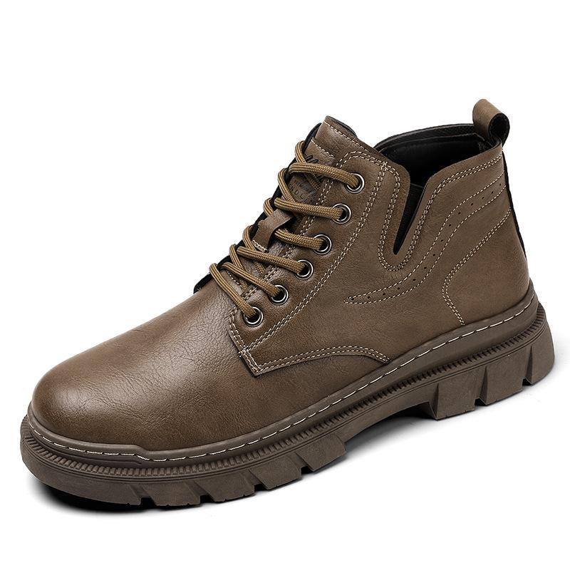 

Повседневная обувь с высоким верхом осень и зима новая толстая подошва ретро кожаные ботинки модная обувь для скейтборда мужские уличные ботинки 44