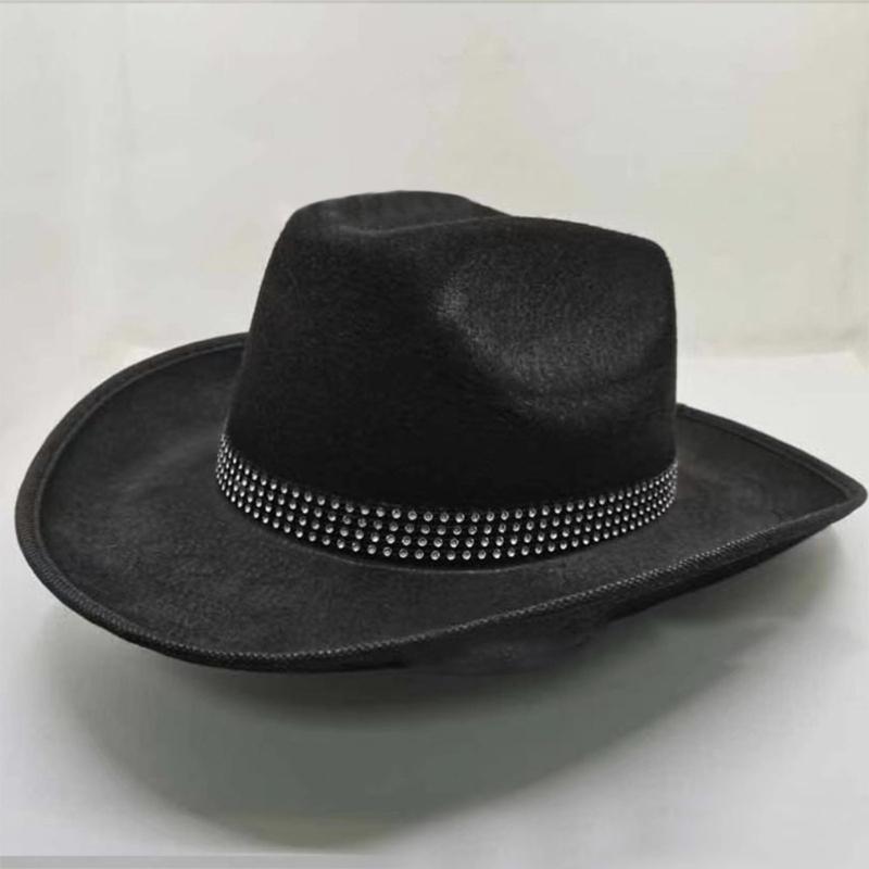 Cowboy Hat with Rhinestones Dazzling Cowgirl Hat Rhinestones Strip Decorations One Size Fits for Men and Women
