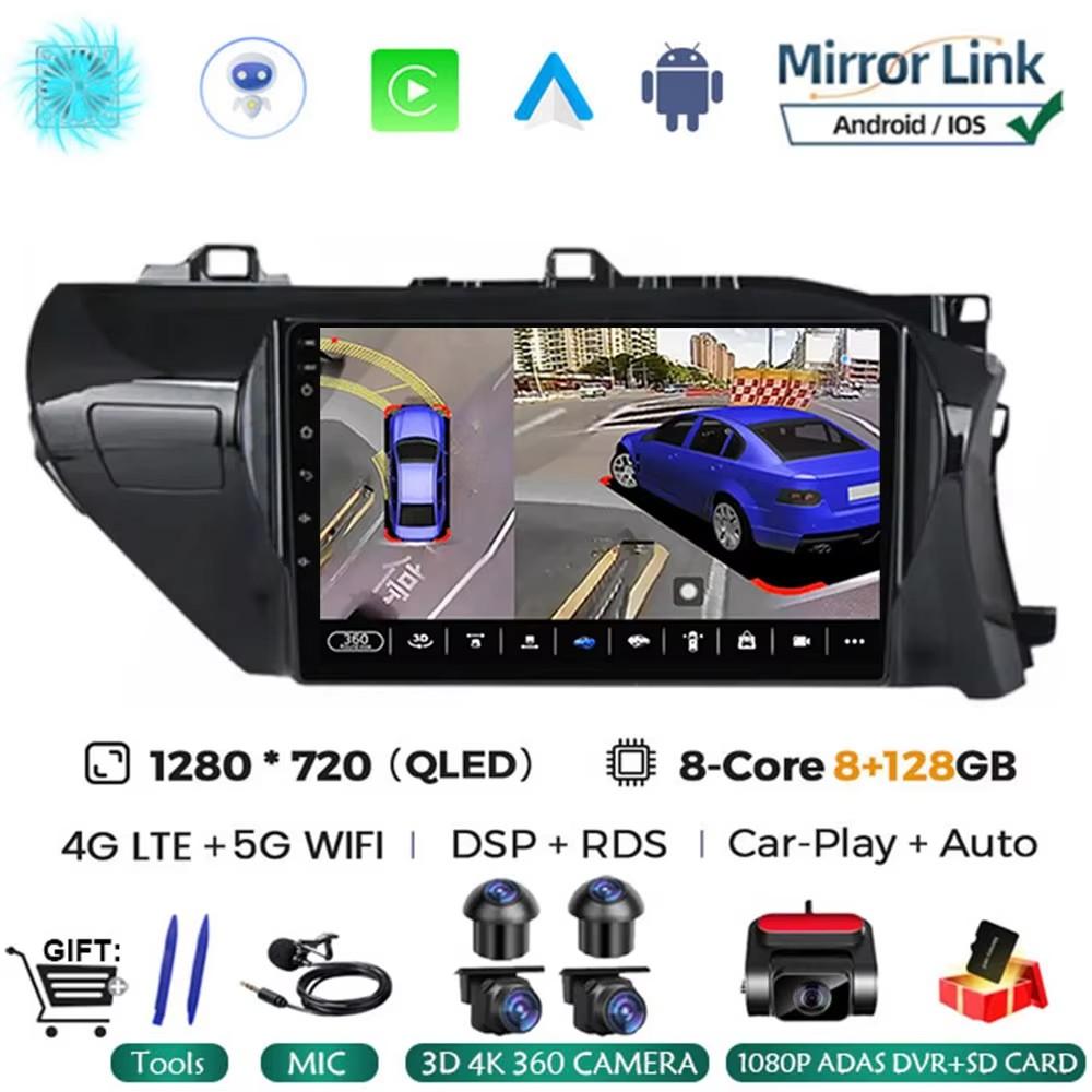 Android 14 Auto Carplay Für Toyota HILUX REVO VIGO IMV 2016 2017 2018 2019 2020 Autoradio Multimedia GPS Player Stereo KEIN DVD
