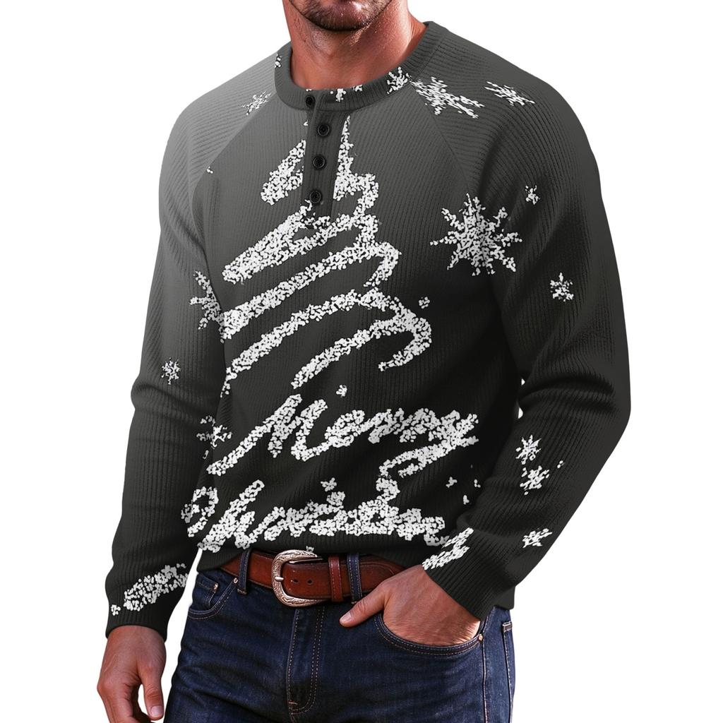 Men's Christmas Print Sweater Holiday Graphic Pullover for Winter Party Casual Wear