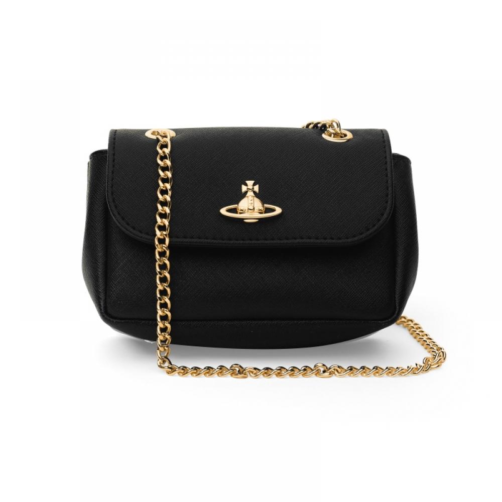 Vivienne Westwood 5c01000bw S000b N402 Vegan Biogreen Saffiano Small Pulse Chain Crossbody Bag