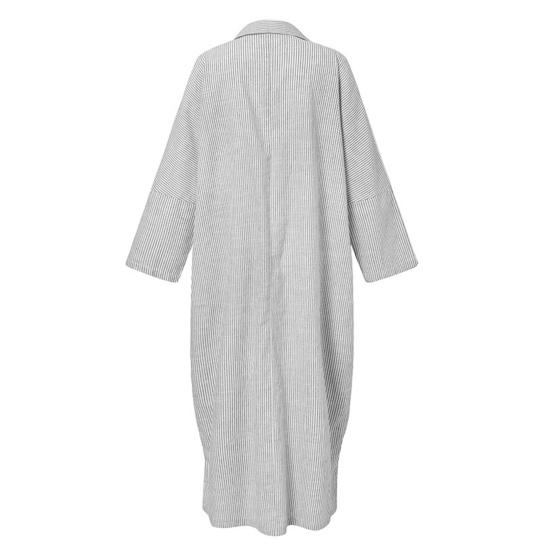 Hemdkleid Gestreift Einreihig Sommer Locker sitzend Langes Kleid für Bankett