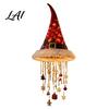 Reusable Xmas Entrance Decorations Lighted Santa Hat Hanging Chandelier Warm LED Christmas String Sequined Cone Pendant Decor with Housewarming