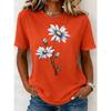 Women's Floral Graphic Print T-Shirt, Crew Neck Short Sleeve Casual Tops, Daily Weekend Fashion Wear for Spring & Summer