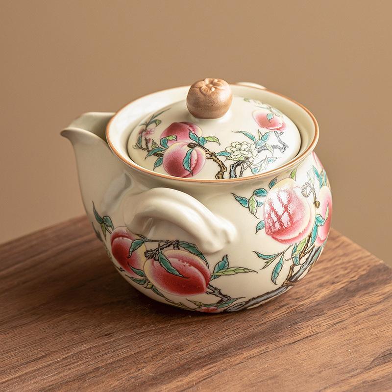 Ru Pec Pastely Devět Broskví Úchopová Konvička Keramická Kung Fu Čajová Sada Čajová Konvička Domácí Kreativní Nepálí Filtr Jedna Konvička