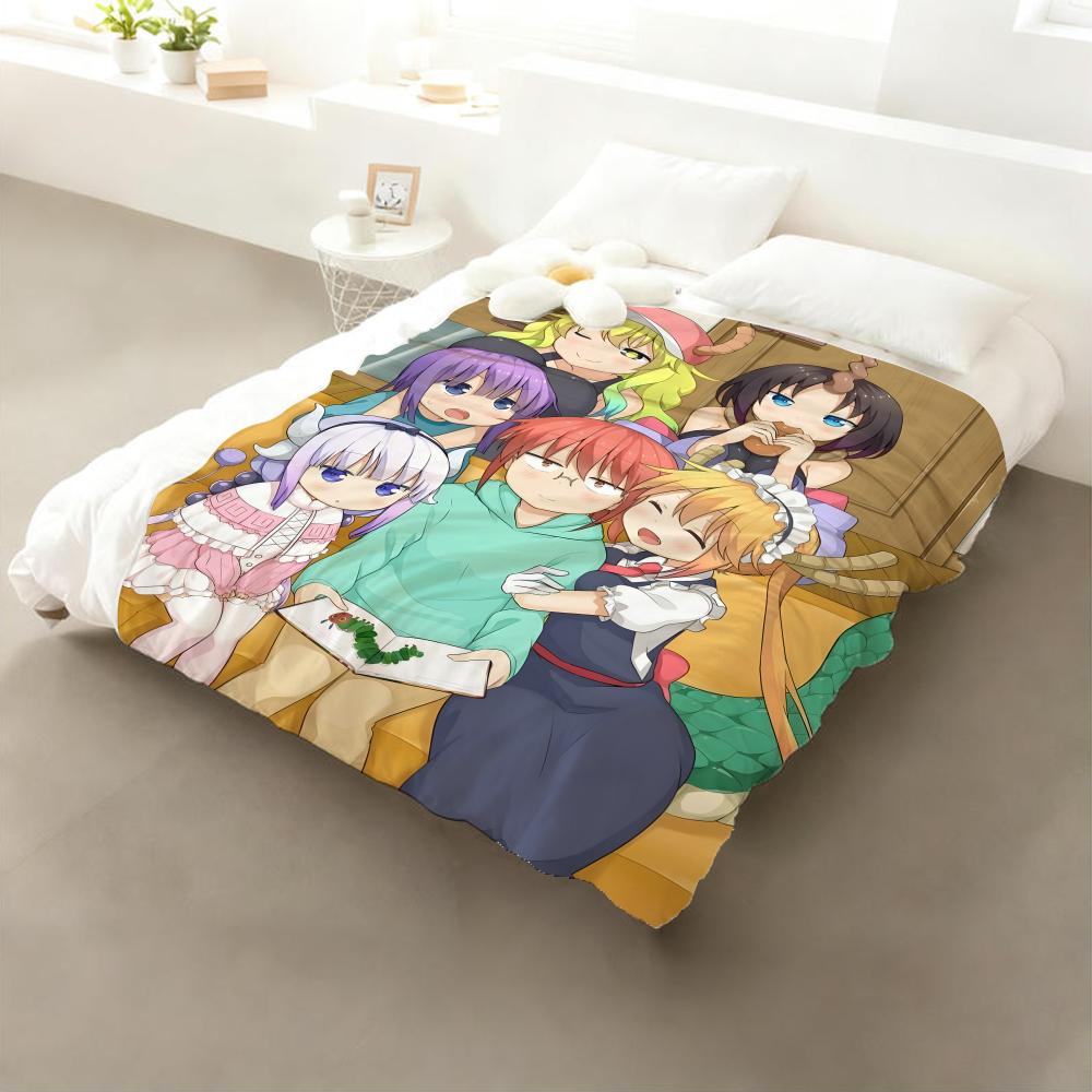 

Anime Miss Kobayashi s Dragon Maid Throw Flannel Throw Blanket: Soft Kid-Friendly Warm Anti-Static All Season Washable Couch 75x90cm