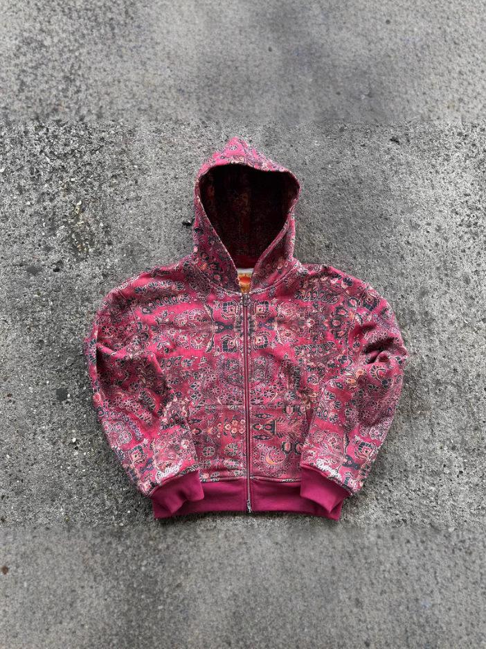 Damen Kapuzen-Reißverschluss-Strickjacke Jacke mit Langen Ärmeln, 3D-Druck - 2025 Mode