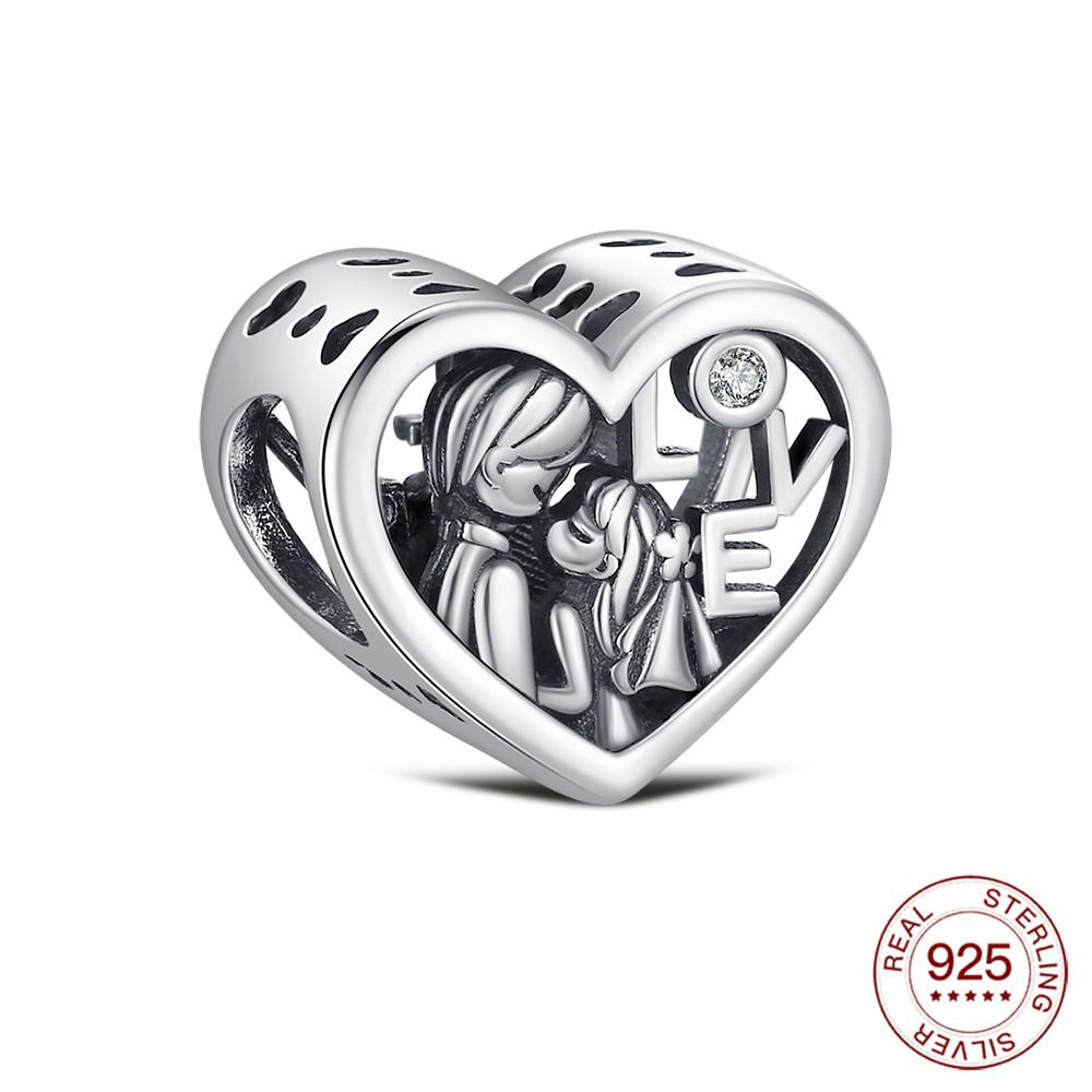 Copper Heart Series Beaded Family Lover Charms Jewelry Making For Original Bracelet Women'S Fashion Jewelry Gifts