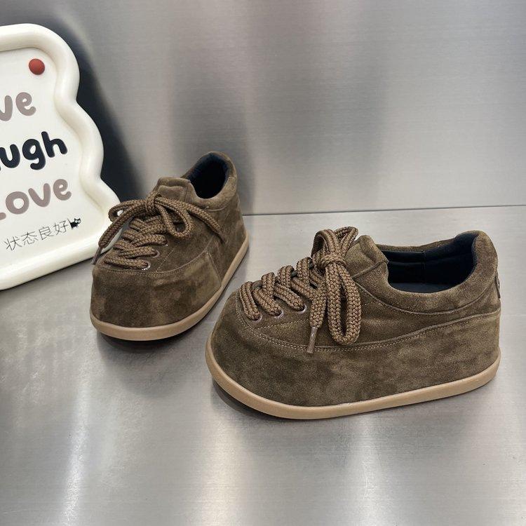 

Осень новый толстоподошвенный внутренний рост тренд универсальная мода удобные нишевые матовая кожа маленькие популярные повседневные туфли 40