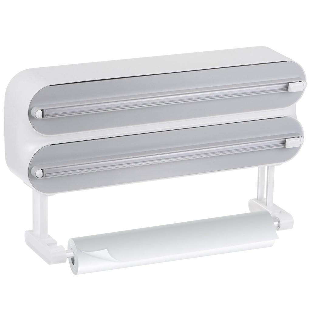 Uxcell Plastic Wrap Dispenser 31cm X with Cutter and Magnetic Bottom for Tin Foil Wrap Aluminum Foil Gray 13 In 1 5.5cm