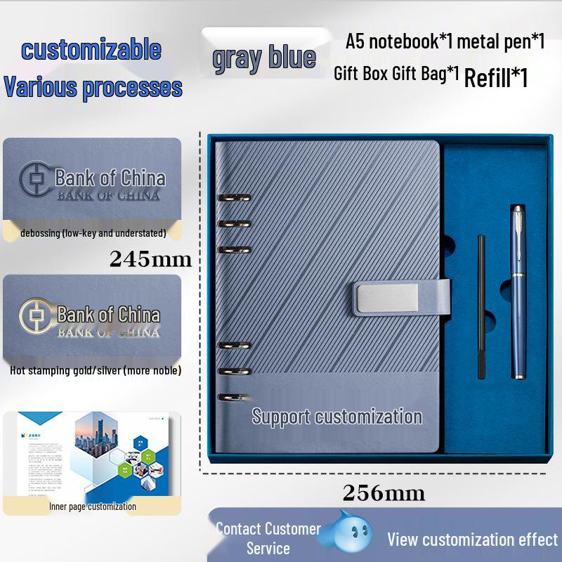 Custom A5 Ring Binder Notebook Gift Set with Logo - Holiday Souvenir Box