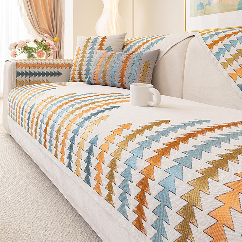 

Sofa Cushion Universal Non-Slip In All Seasons New French Wind Simple Straight Row Seat Cushion Cover Sofa Cover Towel 70*70cm