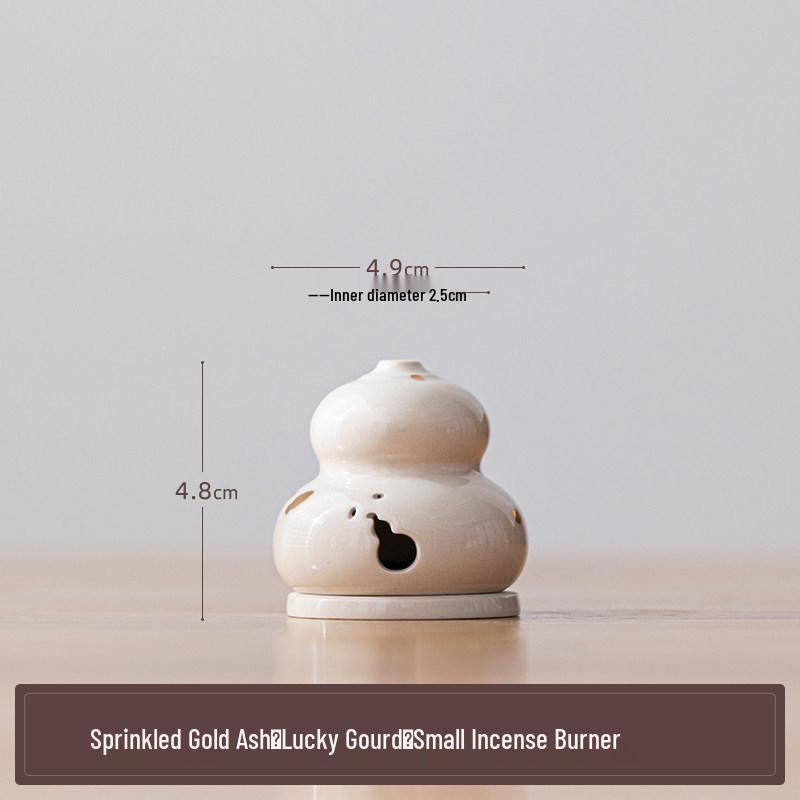 Zen Style Ceramic Gourd Incense Burner for Coil and Agarwood Incense, Home Tea Ceremony Burner