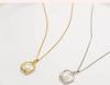Fashionable Light Luxury Pearl Pendant Necklace with Irregular Circle Design and Durable Colorfast Titanium Steel Chain
