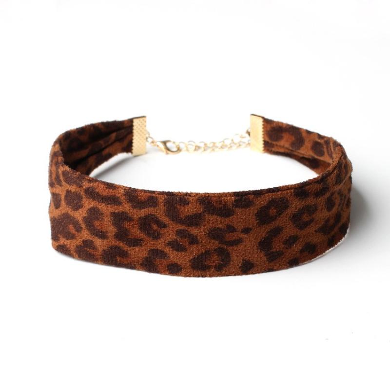 Suede Leopard Print Necklace Necklace Ruffled Choker Wild Pendant Accessories Women's Versatile Collar