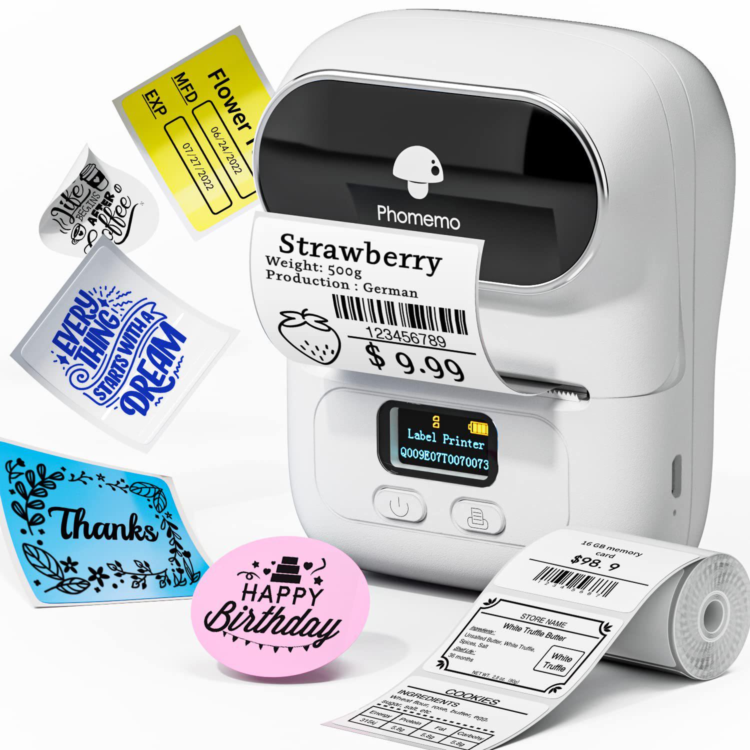 Phomemo Wireless Bluetooth Thermal Label and Barcode Printer for Mobile Phones