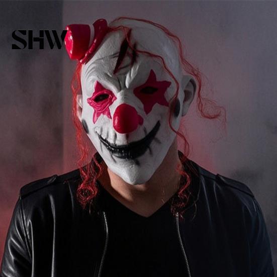 Sprzęt na imprezę Halloweenowy Straszny Lateksowa Maska dla Dorosłych, Straszny Rekwizyt Cosplay Clown, Przerażająca Pełna Maska na Głowę Kostium dla Dorosłych, Dom Strachów,