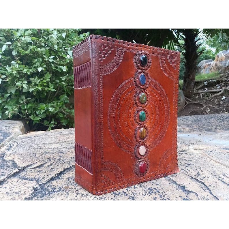 Fett Läder 800 Sidor Dagbok Stor Sju Stenar Läder Anteckningsbok Dagbok Tom Handgjord Bok Skissbok Julklapp Vardaglig Användning