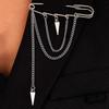 Korean New Fashion Four Stars Zircon Tassel Chain Metal Brooch for Women Men Suit Pin Cloth Moon Corsage Pin Clothing Jewelry
