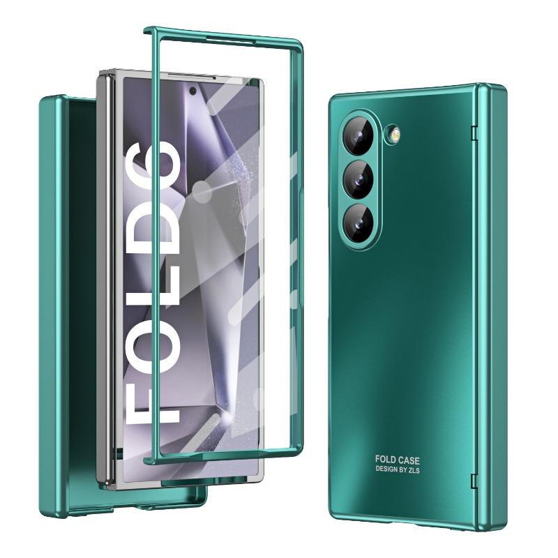 Custodia rigida galvanizzata per telefono per Samsung Galaxy Z Fold 6 5 4 3 Fold6 Fold5 Fold4 Fold3 Protezione cerniera Copertura antiurto