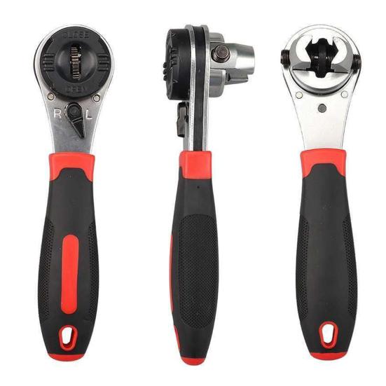 Universal Socket Torque Ratchet Wrench Anti-Slip Handle Ergonomic Design Heat Treated Multifunctional