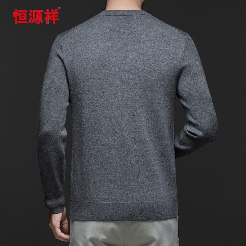 Hengyuanxiang Men's 100% Cashmere Thick Round Neck Sweater