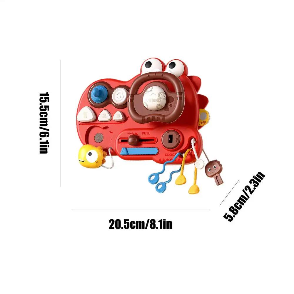 Non-Toxic Baby Multi-Functional Dinosaur Steering Wheel Toy Pull String Sensory Montessori Teething Activity Educational Toy For Baby Gift