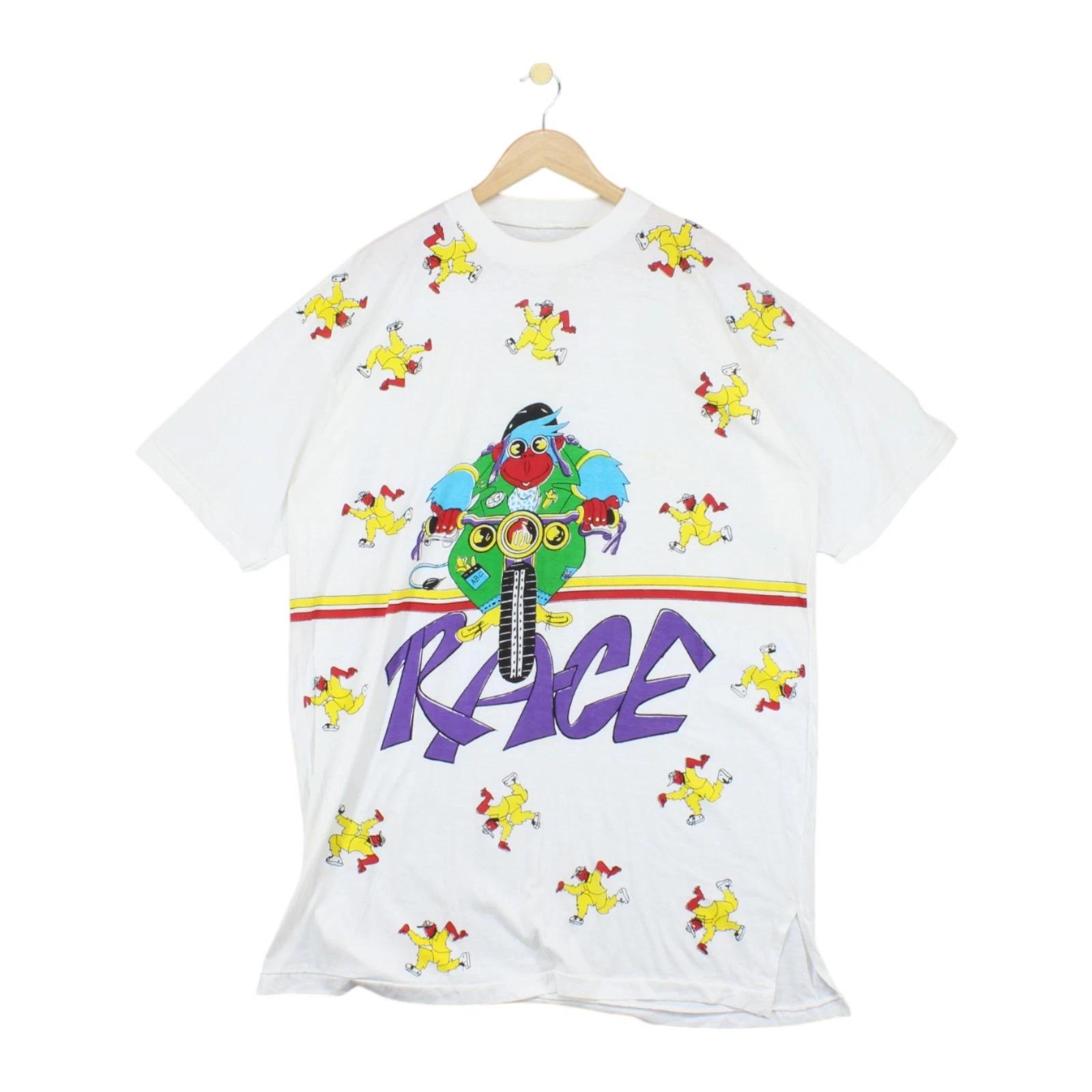

Vintage Single Stitch T-Shirt Mens Size 3XL/4XL White Oversized Graphic 80s Long 3XL