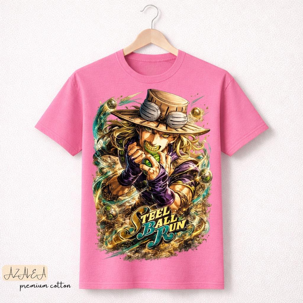 Anime Jojo Bizarre Adventure Steel Ball Run Gyro Zeppeli T-Shirts Unisex Damen Freizeit Baumwolle Kurze Ärmel Übergroße T-Shirts
