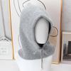 Rabbit Fur Knitted Balaclava Hat Women's Winter Integrated Neck Guard Hat Drawstring Warm Hooded Scarf European and American Cold Hat