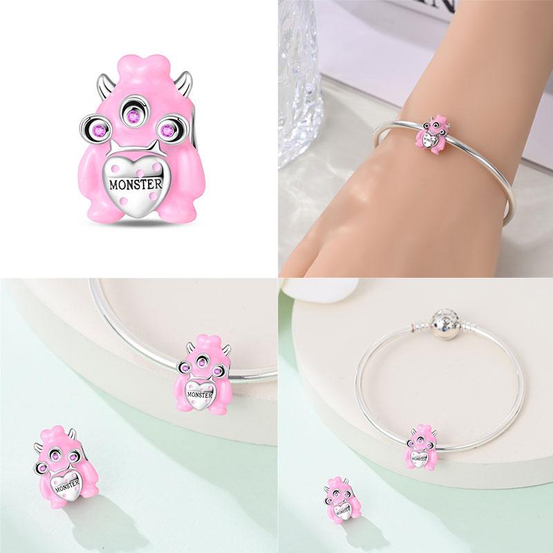 New 100% Copper One-Eyed Monster Puppy Charms Beads Fit Pandora Style Bracelet Diy Jewelry Making Women Gift